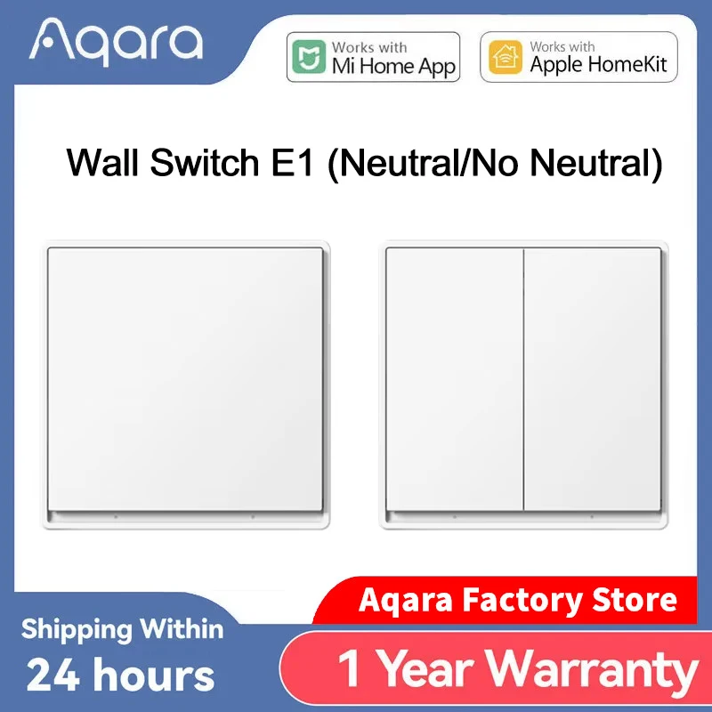 Original Aqara Wall Switch E1 Version Smart Wireless Key Zigbee 3.0 Light Switch Wire With/No Neutral For Xiaomi Home Homekt APP