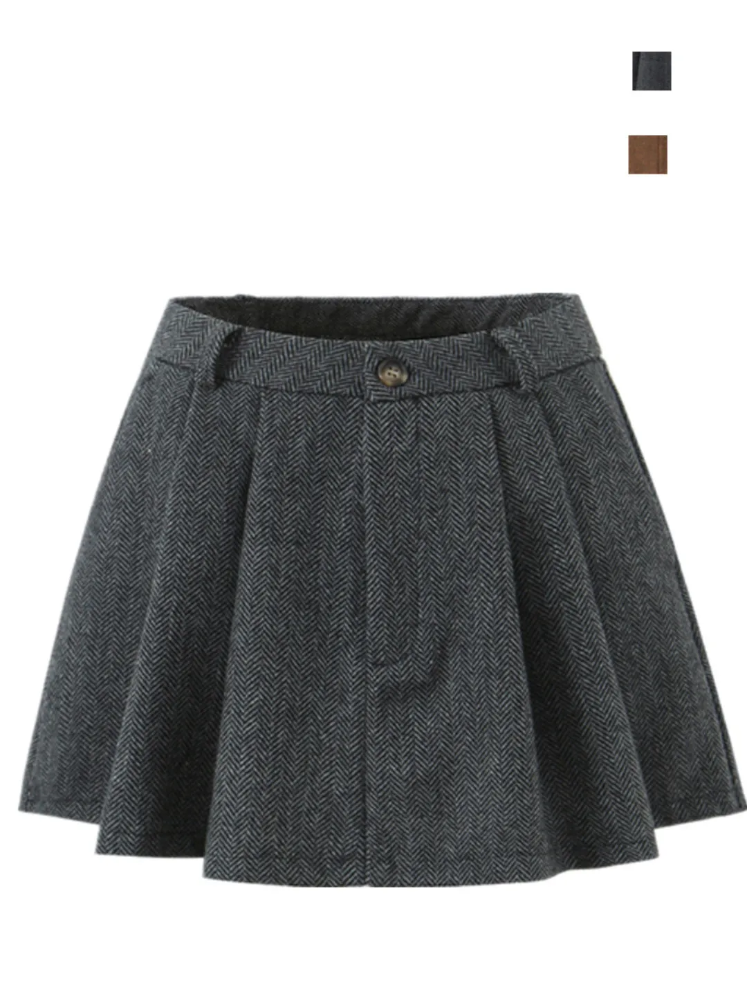 

Retro Academic Style High Waist Slimming Pleated Gingham Pattern Casual Skirt with Safety Pant underneath Daily Wear