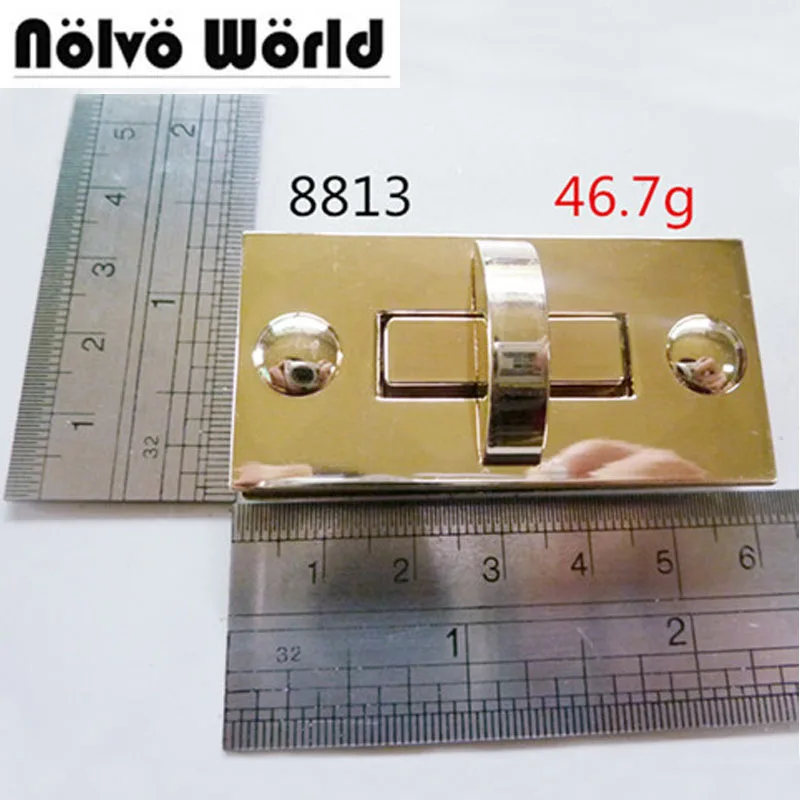 

10pcs big version rectangular light gold turn lock fashion hardware bag accessory lock for briefcase