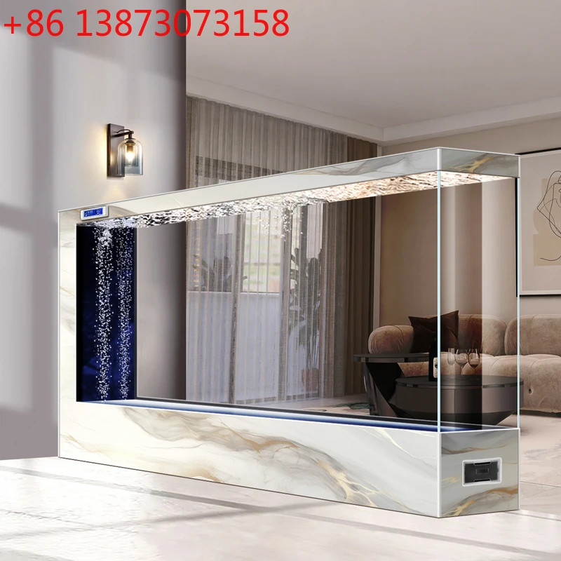 

Новинка 2025, аквариум от пола до потолка для гостиной, бытовой ультра-белый стеклянный экран, перегородка, золотая рыбка, тропический аквариум