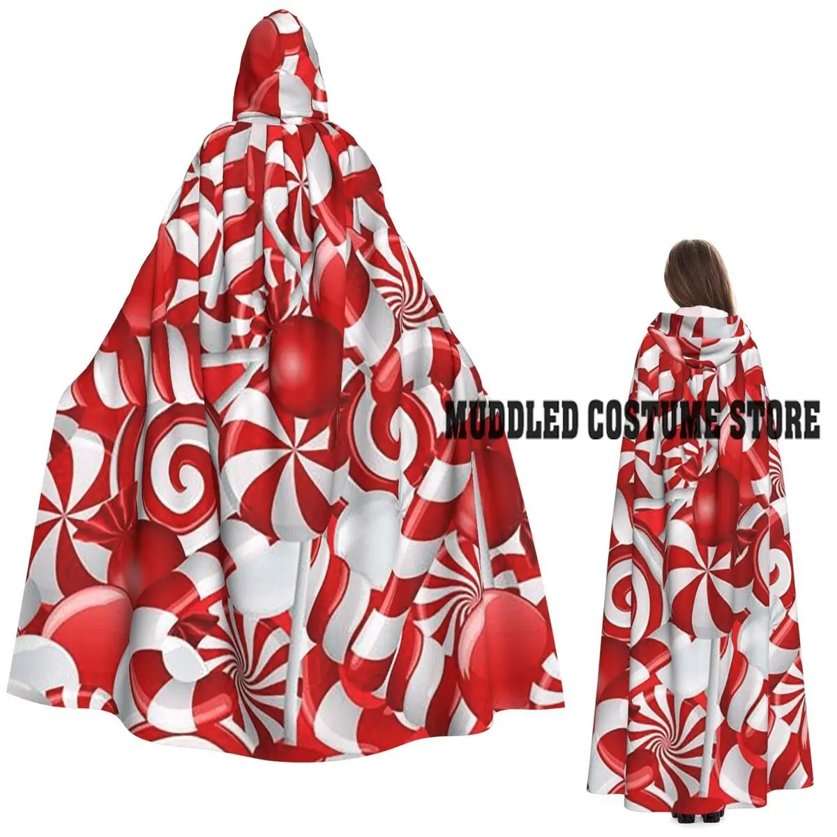 

Рождественский день, Рождество, конфета, длинный плащ с капюшоном, ведьма, средневековый костюм, накидка для косплея, пальто на Хэллоуин для взрослых, унисекс