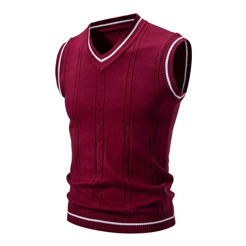 Autumn Men's V Neck Knit Vests - Men'S Fashion V Neck Sweater บทวิจารณ์และราคา