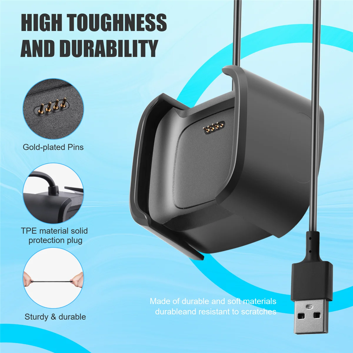 Charger Compatible for Fitbit Versa 2,Replacement USB Charging Cable for Versa 2 Smart Watch Accessories