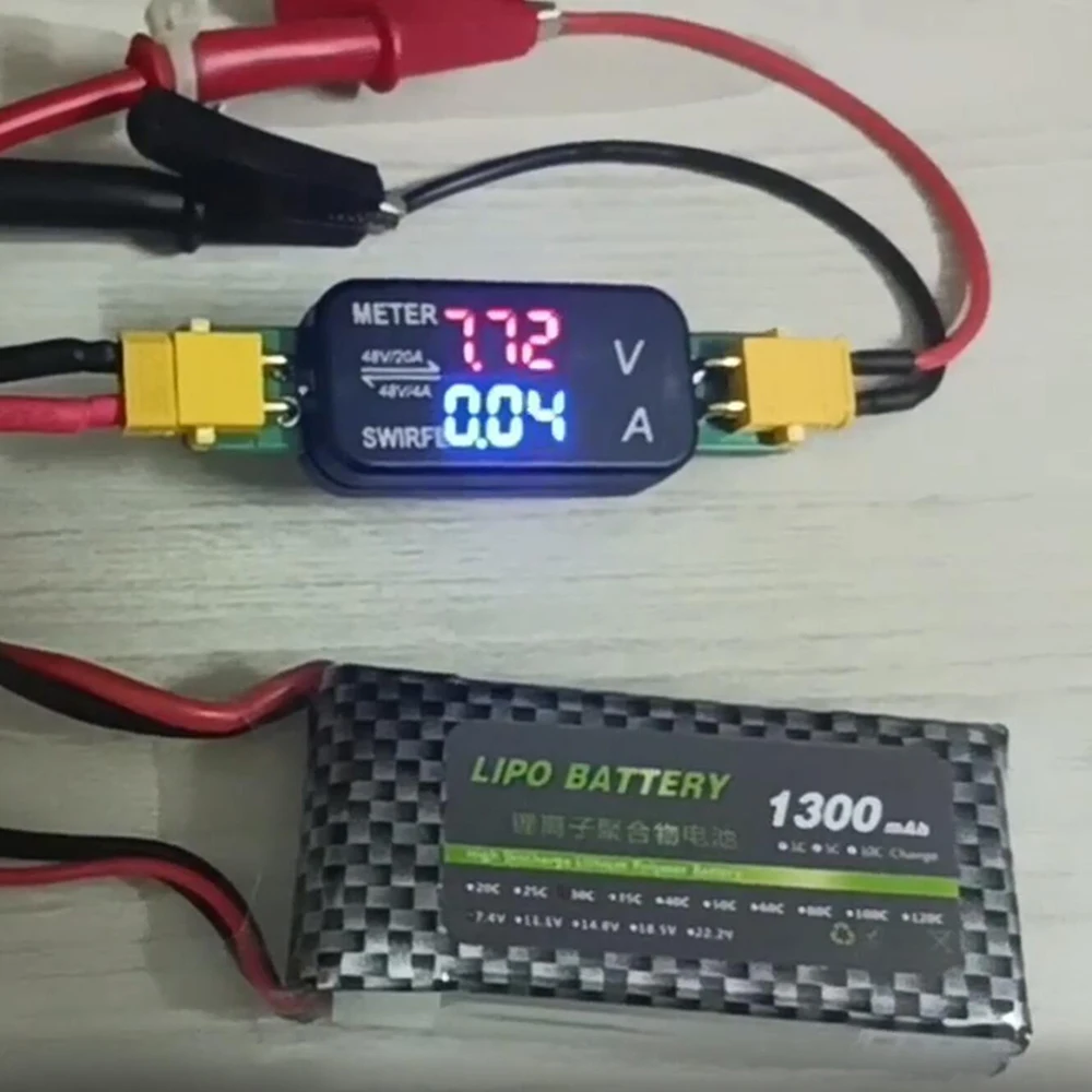 XT30 DC bidirectional Voltmeter Ammeter display 20A/4A LED digital Voltage Current meter 5V 12V 15V 24V 36V 48V lithium battery