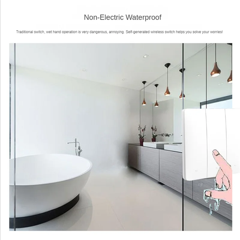 مفتاح حركي لاسلكي ذاتي الطاقة ، مصباح حائط ، جهاز تحكم عن بعد ، بدون بطارية ، بدون سلك ، مقاوم للماء ، داخلي ، IP54