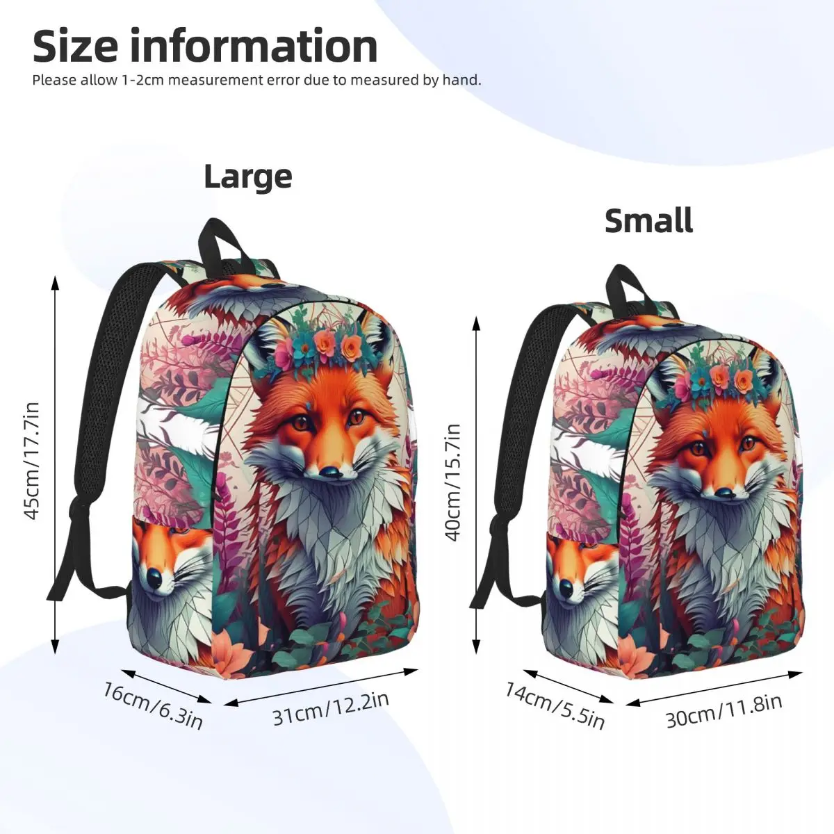 حقيبة ظهر Enchanted Fox Maximalist Animal للطلاب والأولاد والبنات حقيبة كتب للأطفال حقيبة مدرسية حقائب كتف للكمبيوتر للرجال والنساء