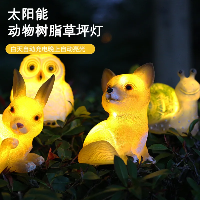 Outdoor Statue Resin Crafts Solar LED Light Snail Statue Figurine Lighting Lamp Animal Ornament Resin Garden Animal