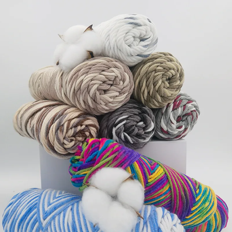 100g/Ball 8 Ply DIY Milk Cotton Yarn 3MM Hand-Knitting Thread Soft Warm Cotton Threads Baby Wool for Hand Knitting Crochet Yarn