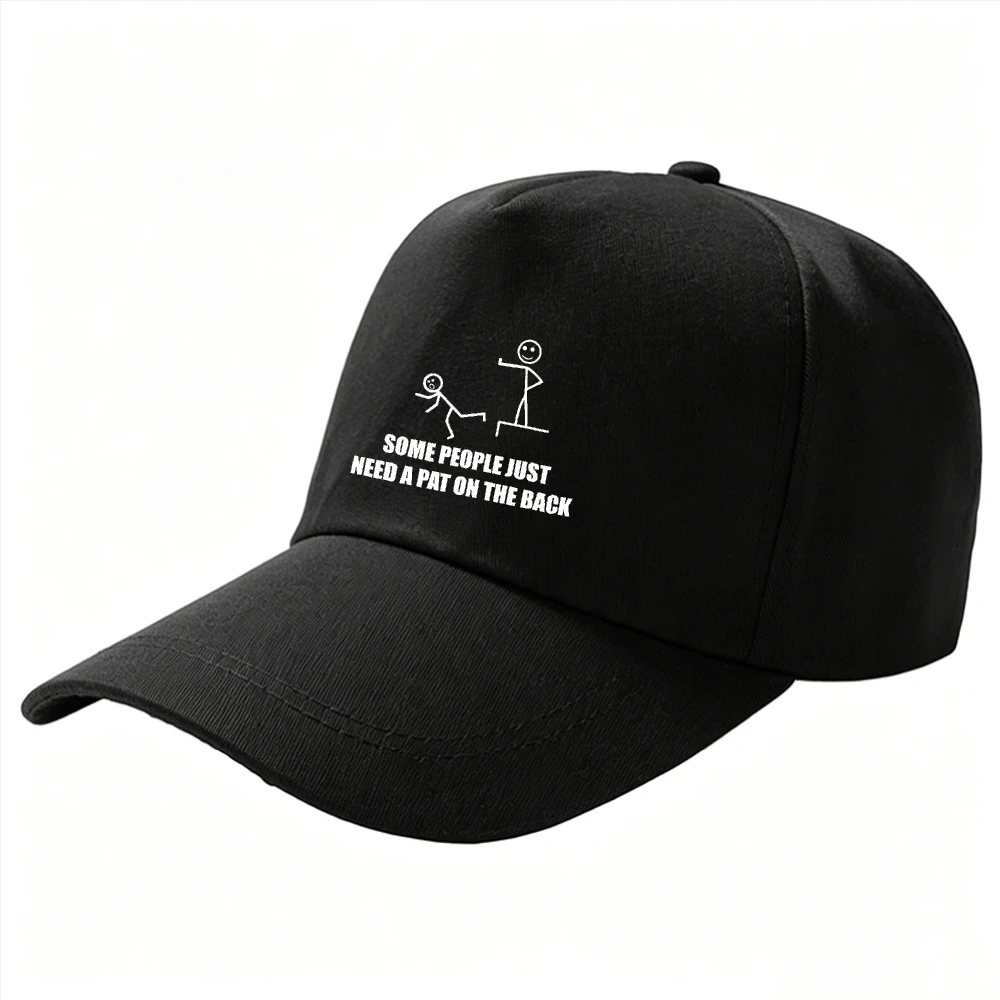 Some People Just Need A Pat on The Back Funny Stick Figure Dad Hat Sarcastic Humor Adjustable Baseball Cap Meme Novelty Gift Cap