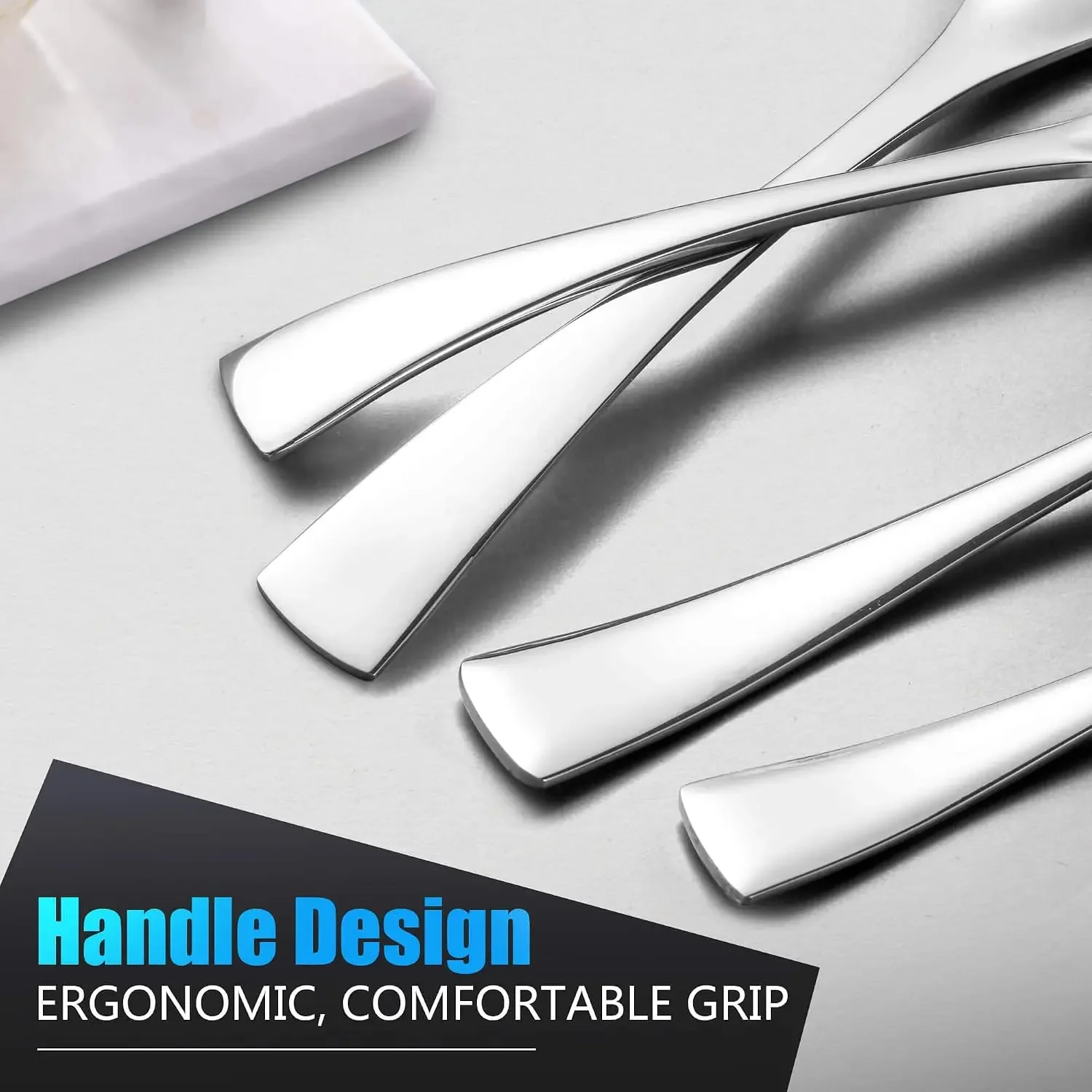 24-Piece Silverware Set for 4 with Steak Knives, Heavy Duty 18/10 Stainless Steel Flatware, Modern Cutlery Set, Dishwasher Safe view 5