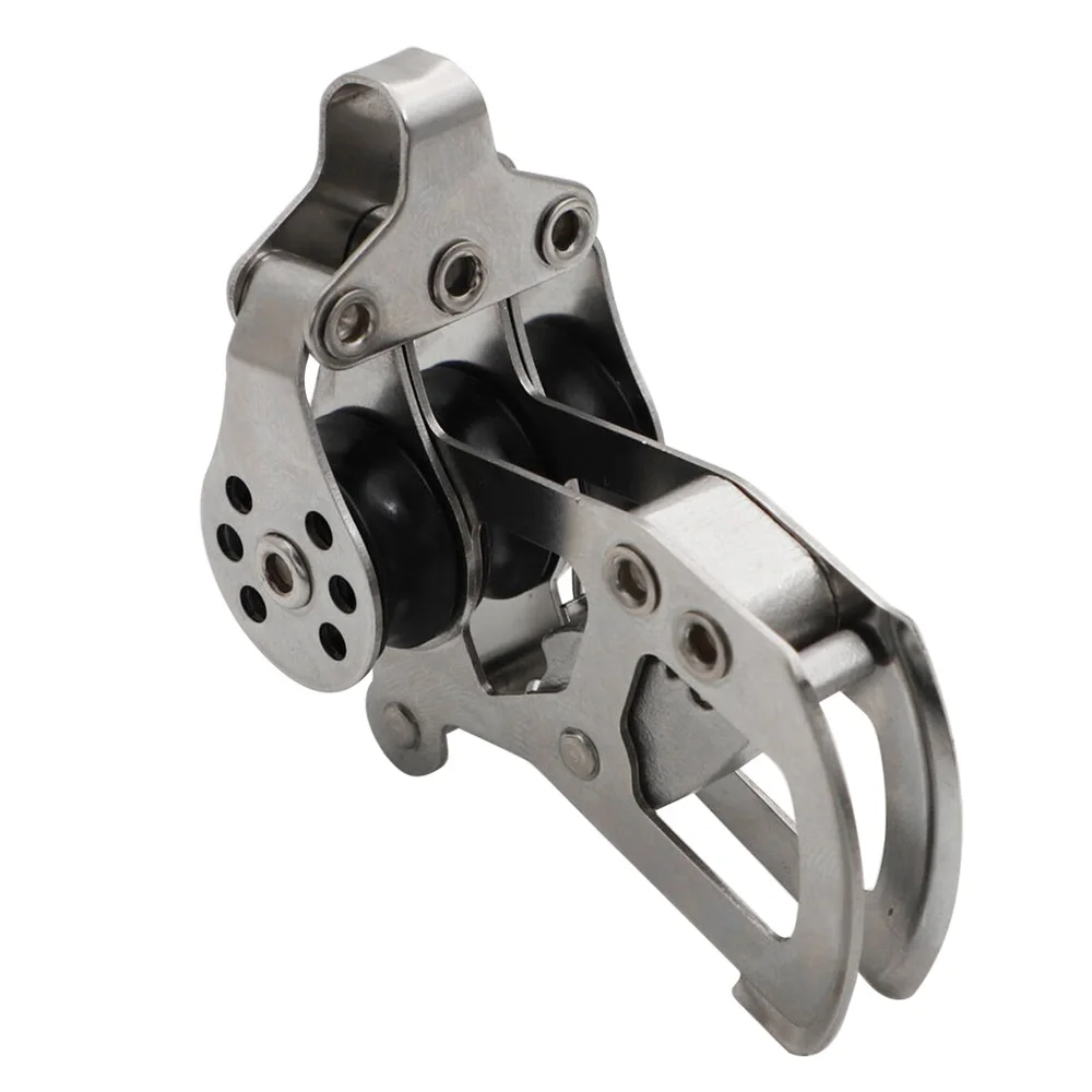 Nylon Sheave Locking Pulley Stainless Steel Single Block with Cam Cleat for Marine Sailboat Rope Rigging