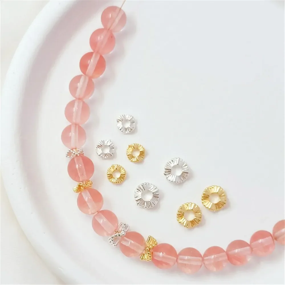 

Silver 14K Gold-plated Pleated Wavy Sequins, DIY Handcrafted Bracelet with Beads, Round Sequins, Necklace Accessories