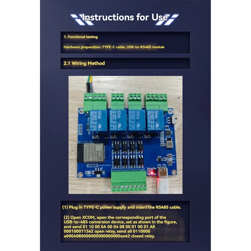 【Горячая】ESP32 RS485 Modbus 4-канальный релейный модуль 7-24 В TYPE-C Встроенный CH340 с поддержкой WIFI Bluetooth Modbus