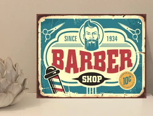 1x Barber Shop Hair Rustic Metal Plaque Sign Gift House Novelty (mt24) --Tin Sign