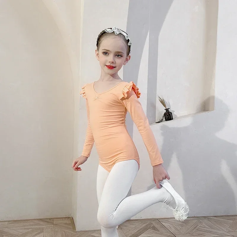 เด็กบัลเล่ต์ Tutu ชุดทีม Basic แขนยาว Leotard กับกระโปรงเด็ก Dancewear Ballerina ชุดสําหรับเด็กวัยหัดเดิน Ruffle