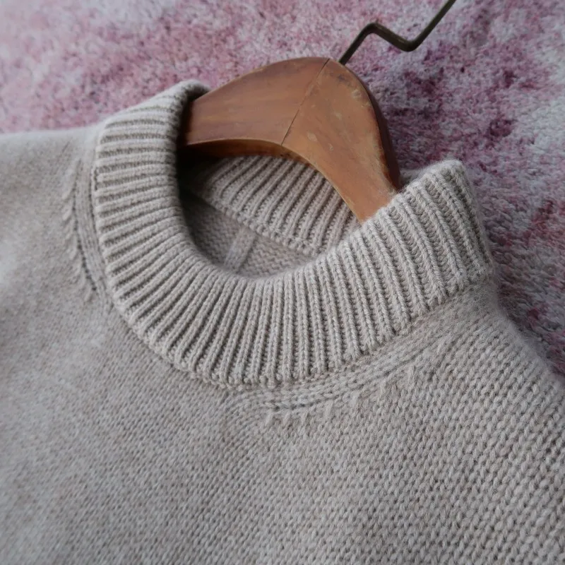 Neuer Herbst und Winter, dicker Rundhalsausschnitt, lockere Silhouette, lässiger Pullover aus 100 % Kaschmir für Damen