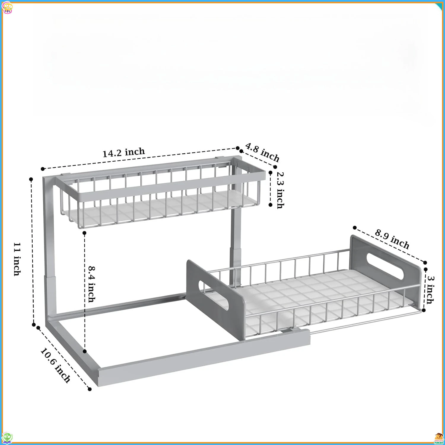 Органайзер под раковину, выдвижной органайзер для шкафа, 2-уровневая выдвижная полка для раковины, полки для хранения в шкафу, хранилище для кухни, ванной комнаты