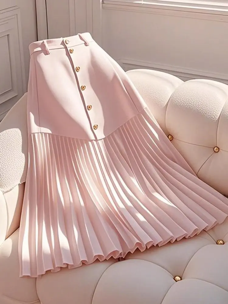 

Уникальная красивая грушевидная юбка трапециевидной формы с высокой талией, женская модная белая плиссированная юбка для тела, корейский сле