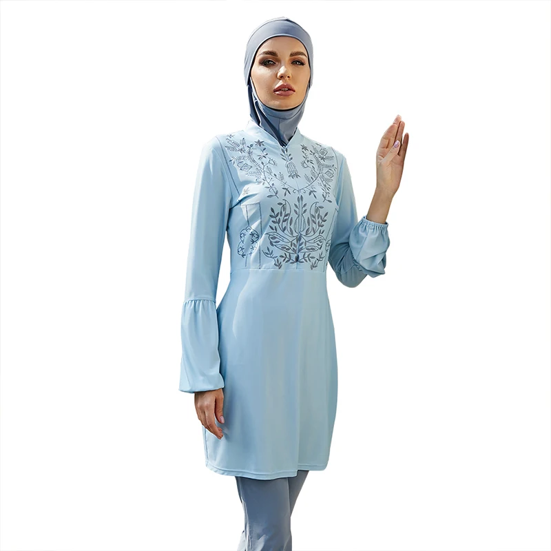 2024 Burkini Long Islamic Modest Muslim\'s Swimwears Swimming Suit for Women Clothing with Hijab Islam Female 3 Pieces Beachwear