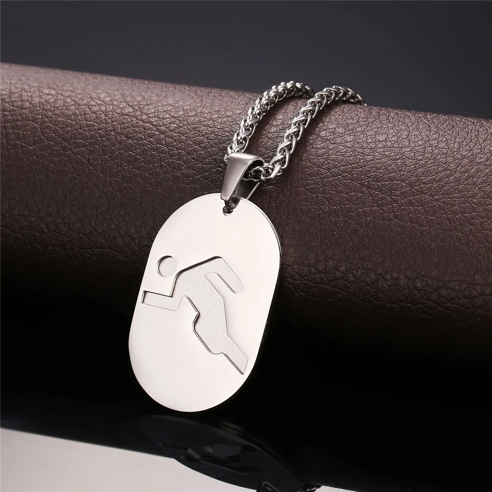 Stainless Steel Sports Series Track and Field Running Pendant Necklace for Men Women Simple Daily Accessaries Hot Sale Gifts