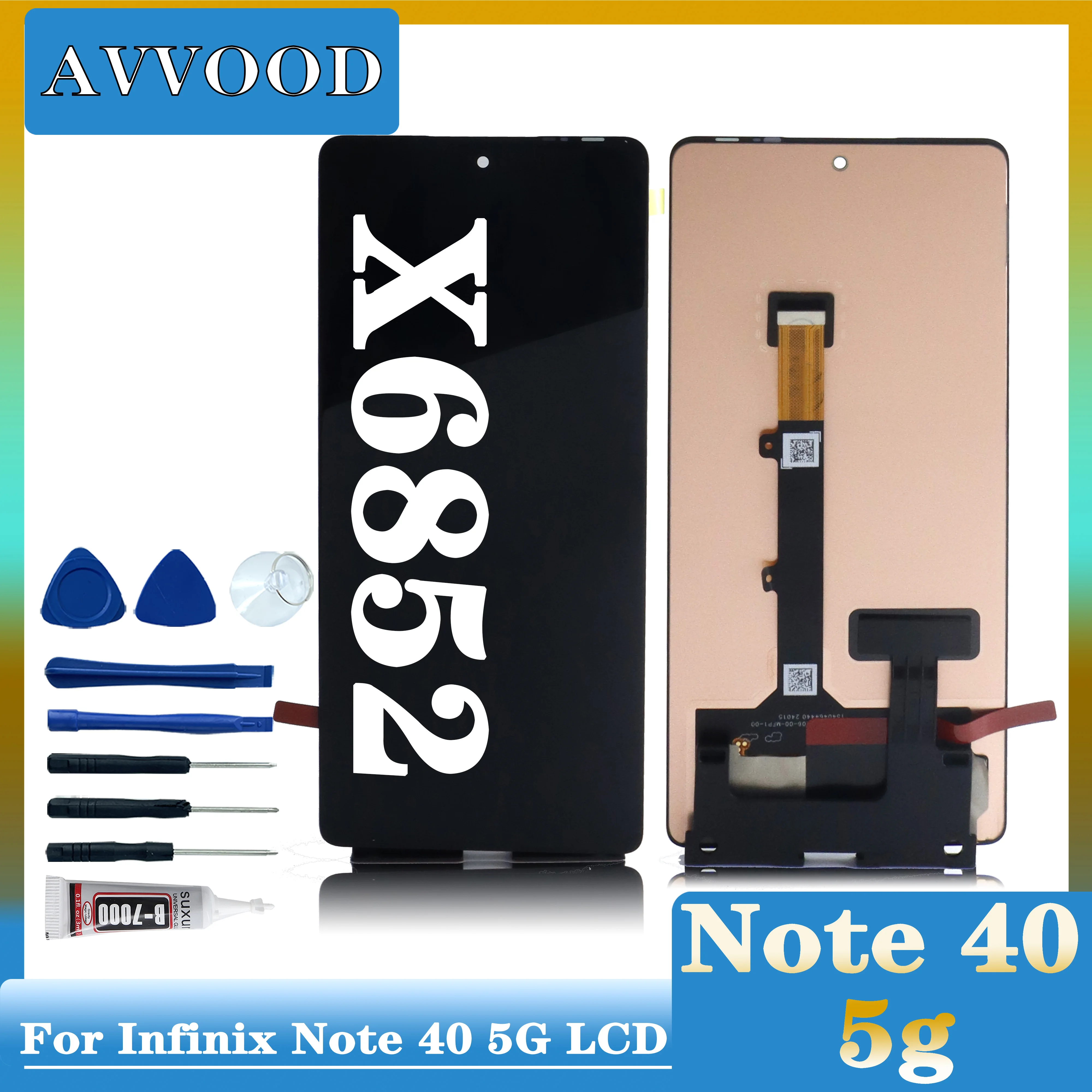 AMOLED Screen for Infinix Note 40 5G, Display Assembly Parts, Touch Digitizer Sensor, 6.78 