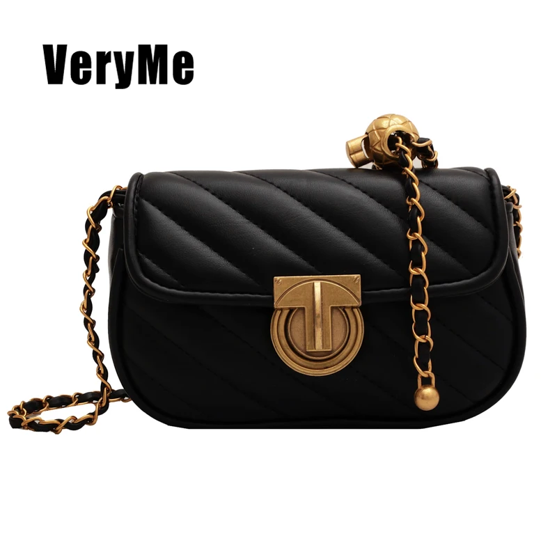 VeryMe High Quality Leather Small Crossbody Bags Luxury Designer Women\'s Wallets and Handbags 2022 Classic Ladies Messenger Pack