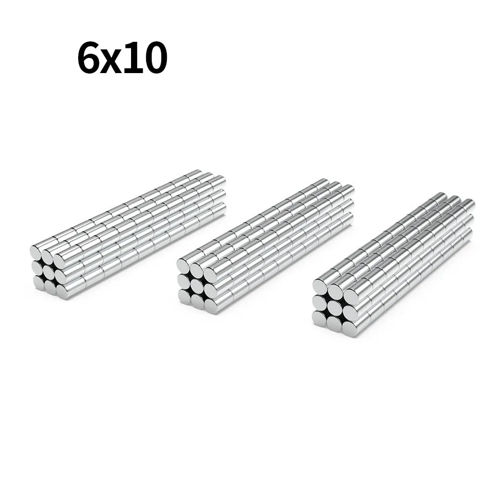 Ímã de neodímio super forte 6x10mm n35, redondo ndfeb, imanes magnéticos permanentes poderosos, ímãs de geladeira 6*10