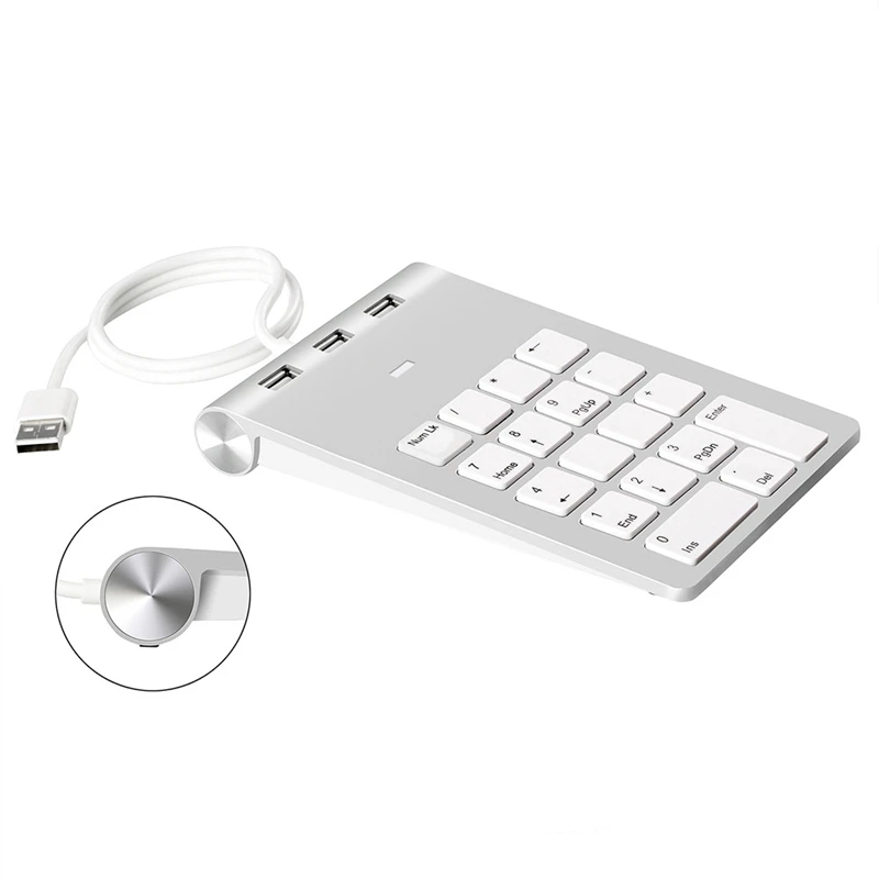 Mini Numeric Keypad Keyboard 18Keys Numeric Key Pad Numpad Number Pad With 3 Ports Usb Hub For Laptop Desktop Pc