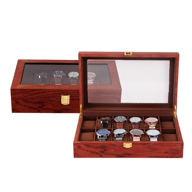 Wooden Watch Box Storage Box Vintage Wood Grain Mechanical Watch Storage Box Collection Display Dustproof Case Customizable Logo