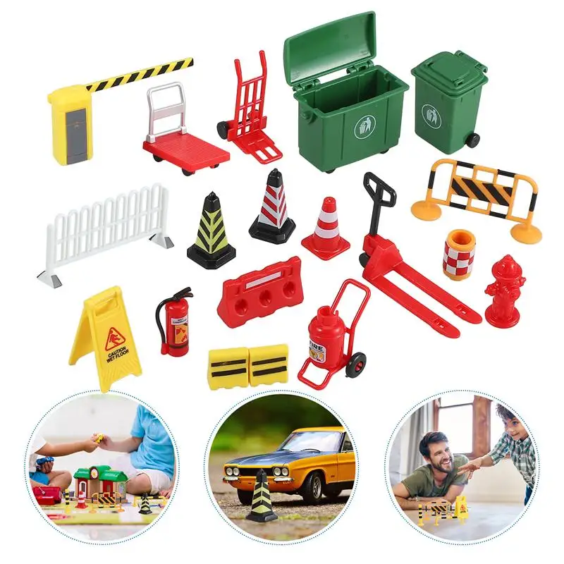 1 Set Miniature Street Layout Props Roadblocks Traffic Signs Toy Small Traffic Mini Road Signs Street Warning Sign Playset