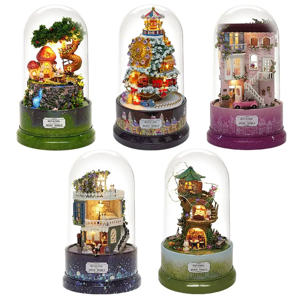 DIY มินิตุ๊กตาจิ๋วชุดกระท่อมประกอบ 3 มิติพร้อมเฟอร์นิเจอร์ทําด้วยมือ