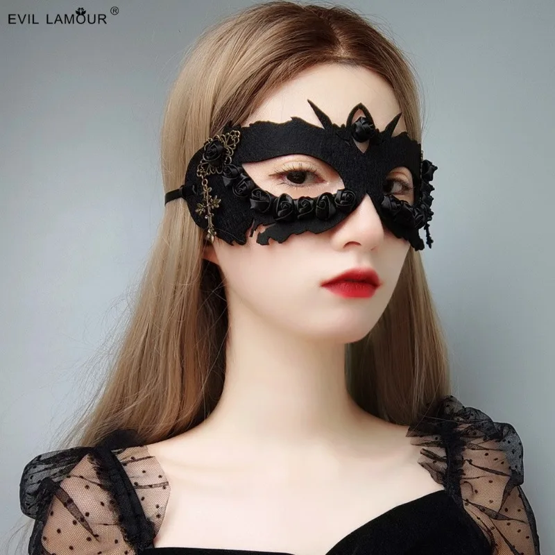 

Halloween Christmas Ghost Festival Easter Makeup Party Performance Spider Flower Mask Solid Color Lace Mask