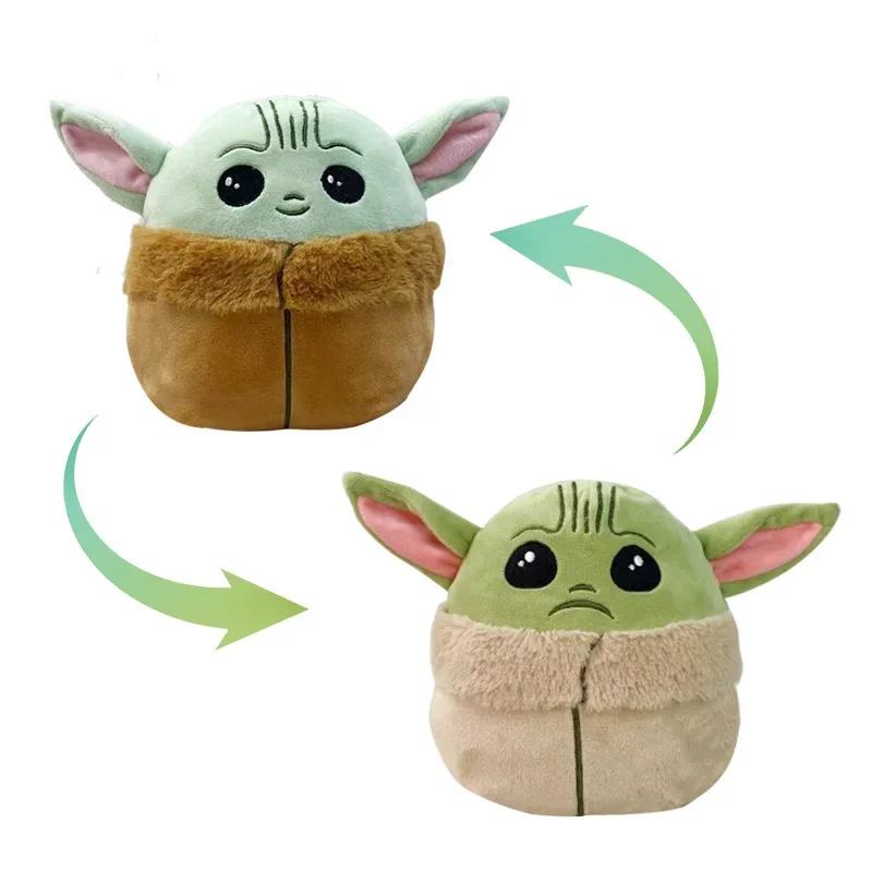 Kawaii Baby Yoda Plush Doll Pillow Can Be Flipped Anime Action Figure Yoda Grogu Plush Toys for Girls Children's Birthday Gifts