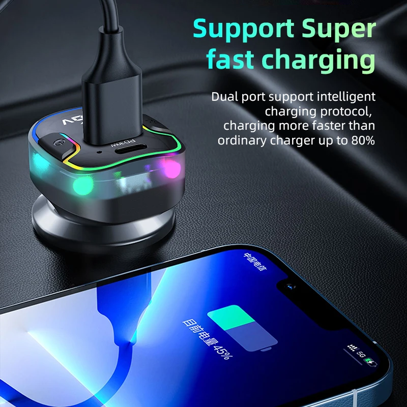 PD 30W Car Charger USB Type C Super Fast Charging Vehicle Adapter for Huawei OPPO Vivo Oneplus iPhone 14 15 13 12 Samsung Galaxy