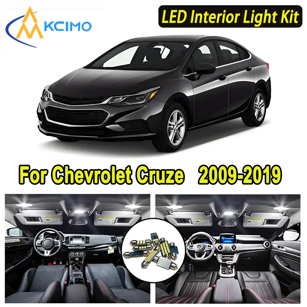 

Kcimo светодиодный для Chevrolet Cruze 2009-2014 2015 2016 2017 2018 2019 Премиум яркий светодиодный внутренний купол с картой, комплект освещения багажника, автомобильный светодиод