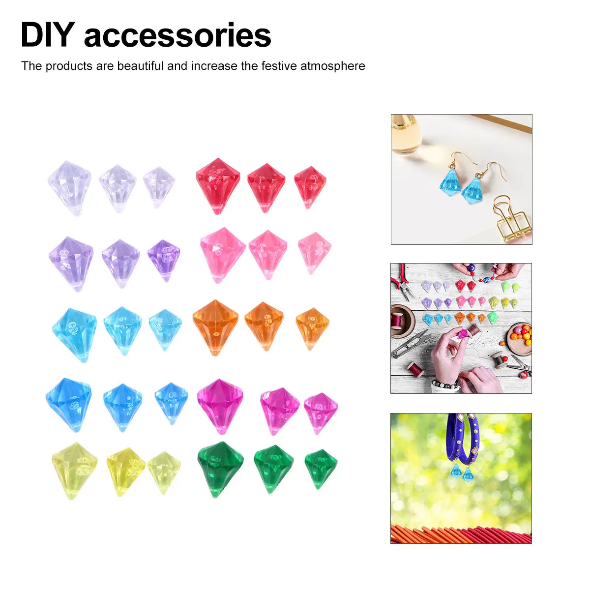 1 حقيبة أحجار كريمة بلاستيكية ملونة مقلدة جواهر واقعية أحجار كريستال الجليد لديكور الحفلات إكسسوارات ذاتية الصنع جو احتفالي