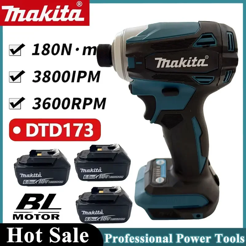 

Аккумуляторный ударный шуруповерт Makita DTD173 18В, 180Нм, с бесщеточным двигателем, электрическая дрель для дерева/болтов/Т-режима, беспроводная дрель, бытовой инструмент