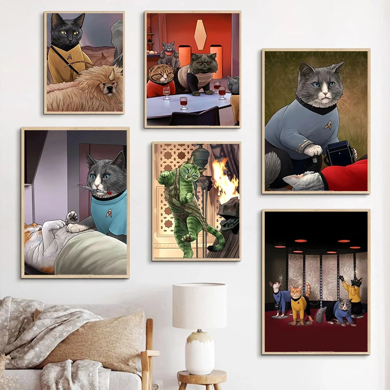 

Fun Animal Cat Posters and Prints Modern Aesthetics Canvas Painting Wall Art Pictures for Living Room Home Decoration