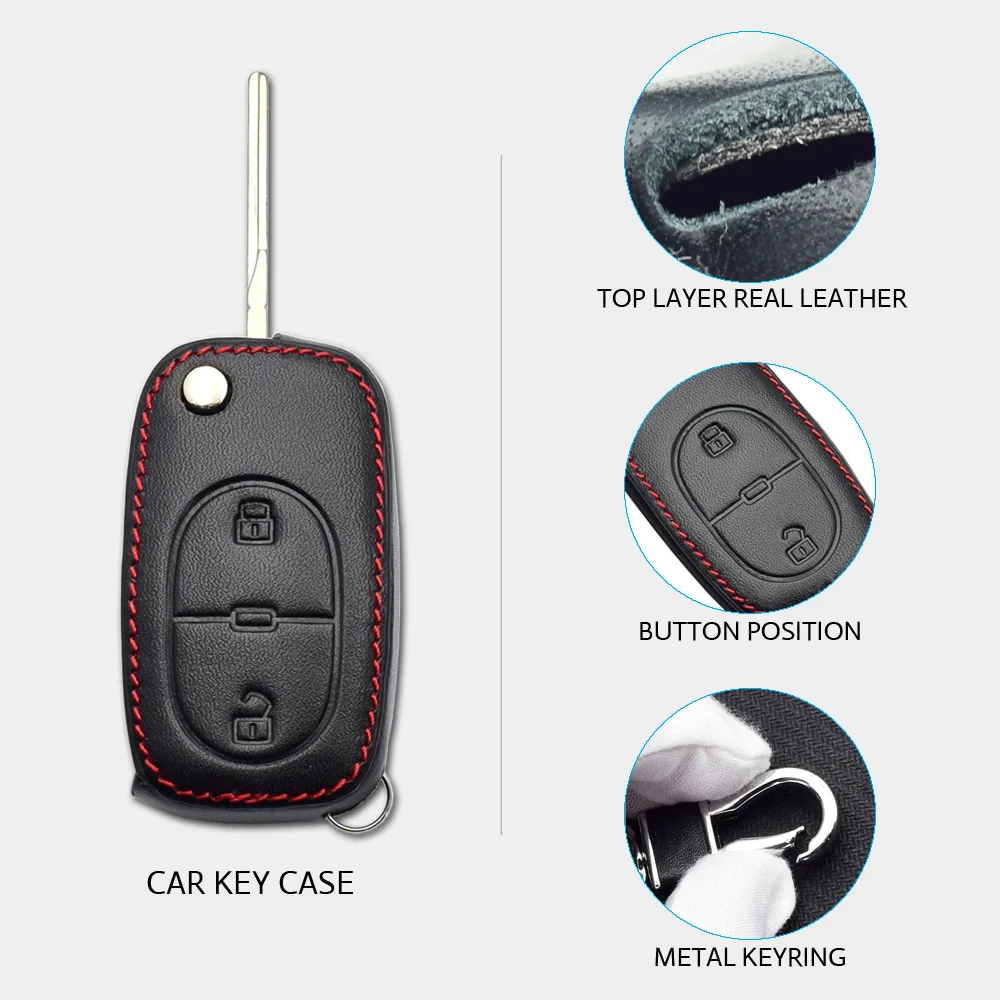 Leather Car Key Cover Folding Remote Control Fobs Shell Protector Case Auto Accessory For Audi A3 A4 A6 1997 1998 1999 2000 2001