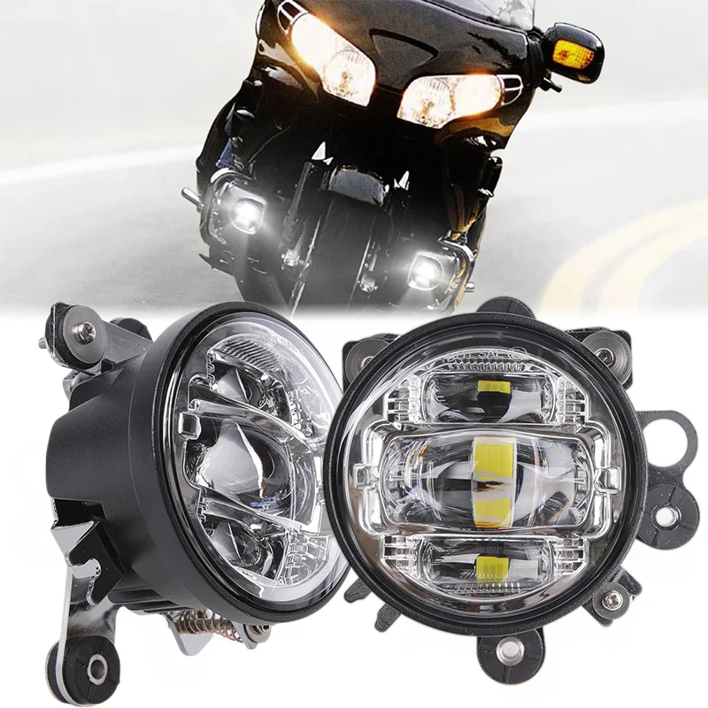 DOT Driving Motorcycle Front  Auxiliary Light Waterproof Passing Lamp LED Fog Lights For Honda Goldwing 1800 GL1800 2012-2017