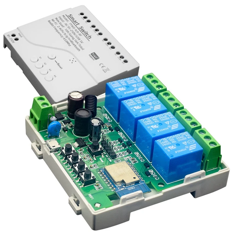 1 шт. умный переключатель Tuya, модуль Wi-Fi, таймер «сделай сам», 85 В-250 В переменного тока, 4 канала, RF, белый для Alexa Google Home