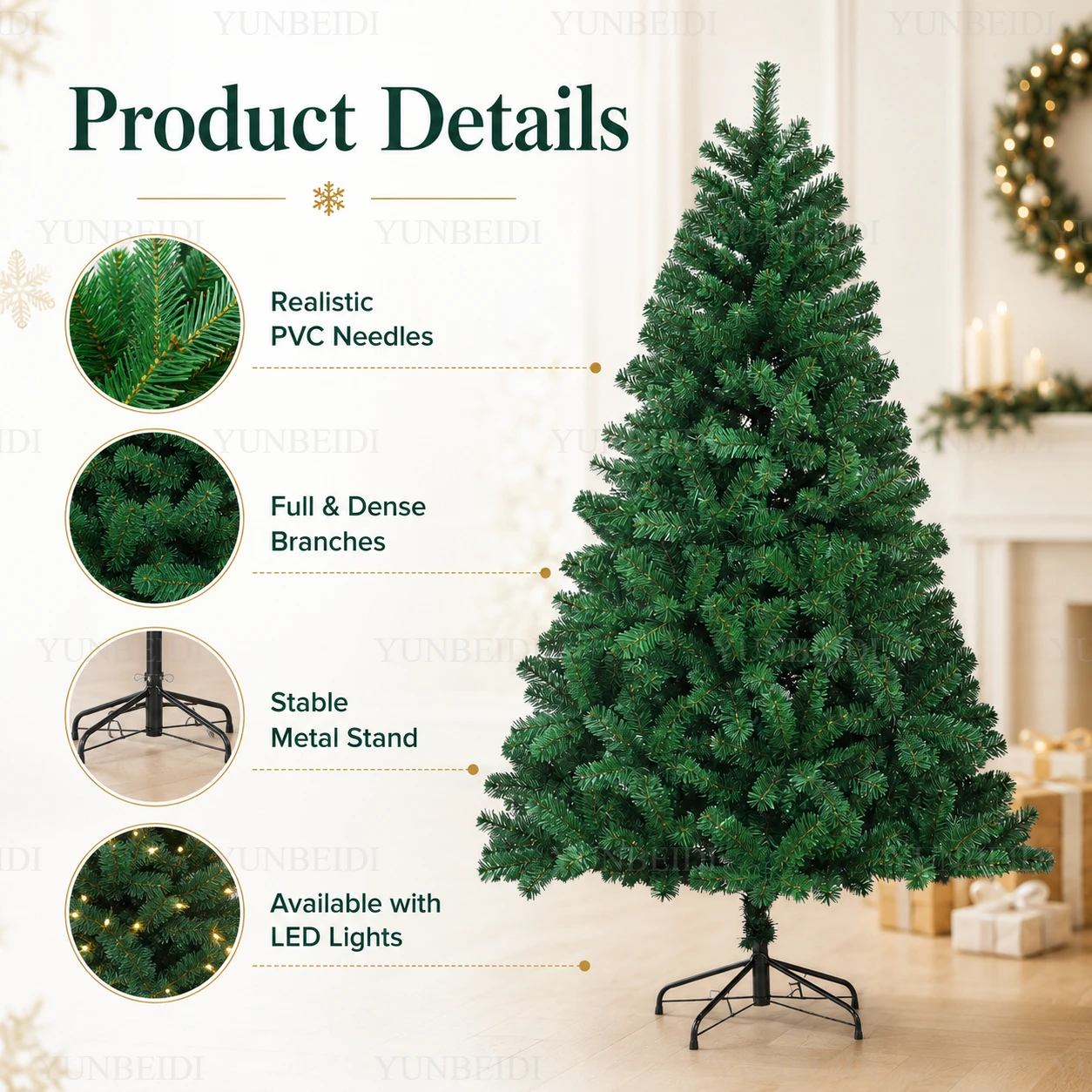 Large Artificial Christmas Tree PVC Encrypted with LED Lights Christmas Tree 120m To 300cm Family Christmas New Yea Party Decor