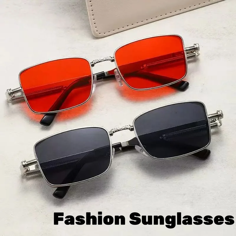 

New Vintage Punk Sunglasses Women's Luxury Brand Metal Frame Eyeglasses Men's Square Style Fishing Cycling Driving Sun Glasses