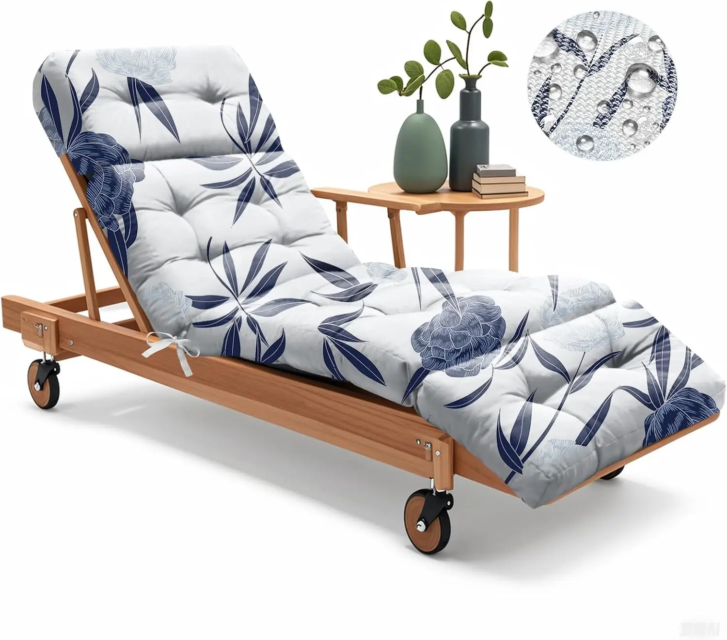 

Waterproof Outdoor Chaise Lounge Chair Cushion 75x23x5 Inches with Ties, Blue Enchantress - Comfortable and Durable