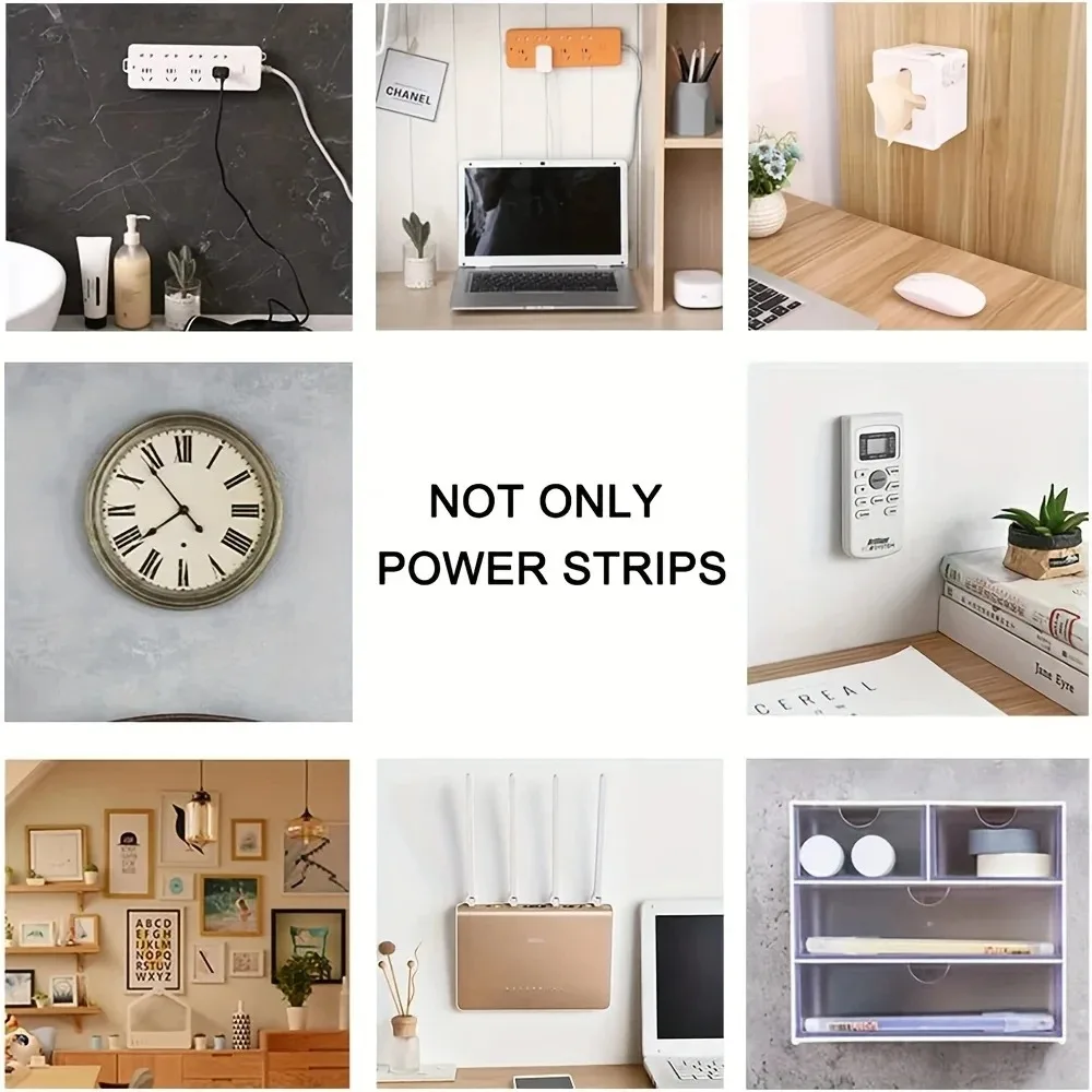 مثبت شريط طاقة ذاتي اللصق مثبت على الحائط، منظم كابلات قابل للإزالة، حامل مقبس سطح المكتب للمكتب والمنزل #5