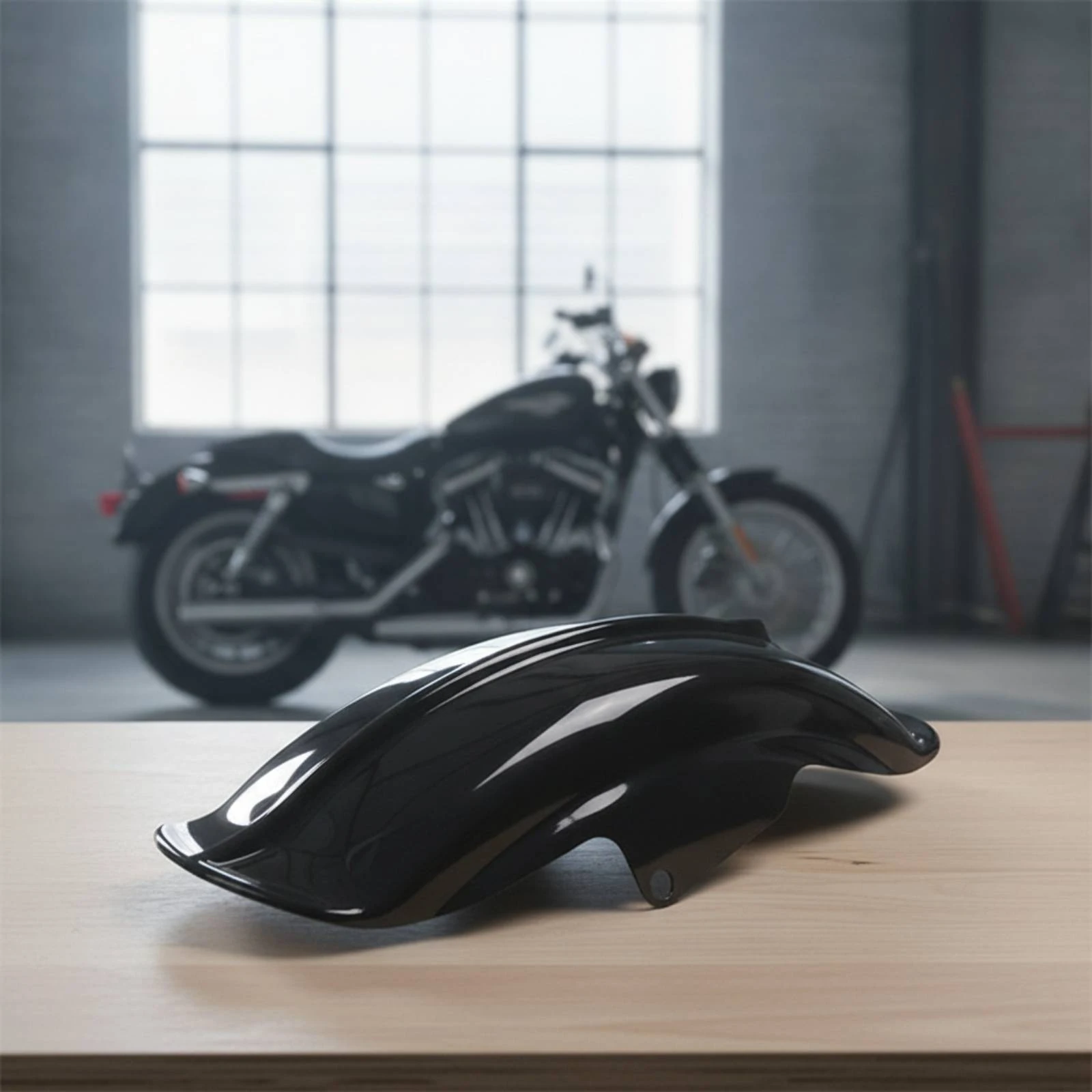 Motorcycle Rear Mudguard Glossy Rear Motorcycle Mudguard Curved Black