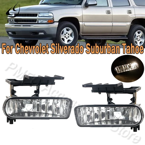 Lámpara de conducción de luz antiniebla PMFC, lente transparente, conjunto de lámpara antiniebla para Chevrolet Silverado 99-02, Suburban 00-06, Tahoe 00-06, YC101000