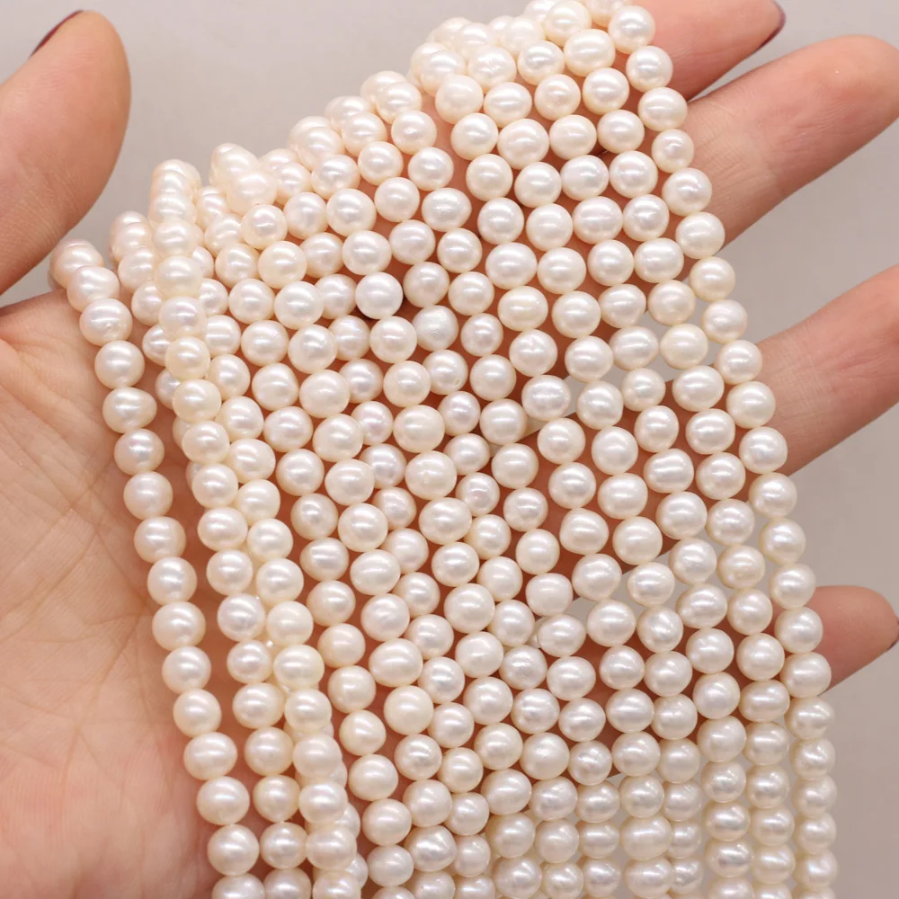 

AAA Nearround Highlighted Smooth Pearls 5-6mm Natural Freshwater Pearl Beads for Jewelry Making DIY Necklace Bracelet Accessory