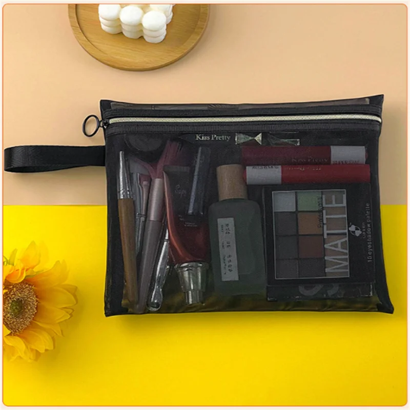 New mesh makeup bag, travel cosmetics packaging and storage bag, toiletries storage and organization bag