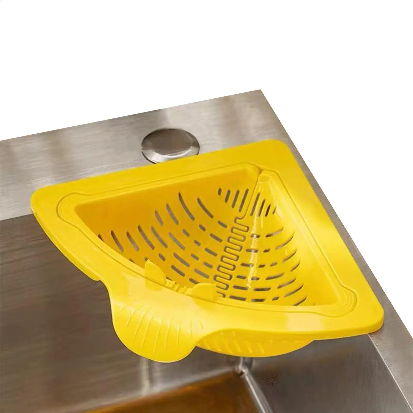 Corner Sink Strainer Kitchen Food Catcher Sink Drain Basket Magnetic Sponge Holder Anti-Clog for Fruit Vegetable Noodle Washing